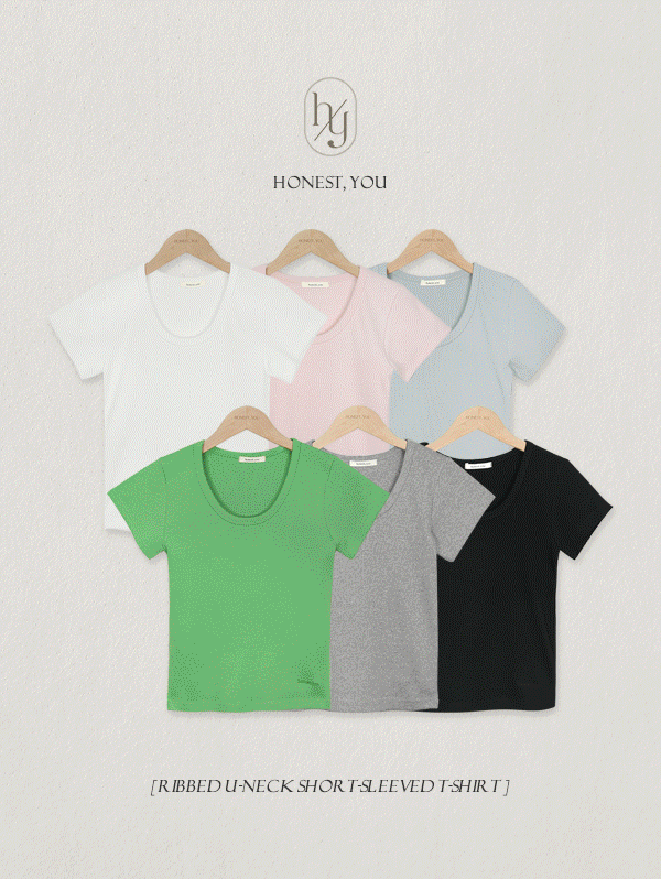 [HONEST, YOU] 멜로우 골지 유넥 반팔 티셔츠 - t(6color)로빈유