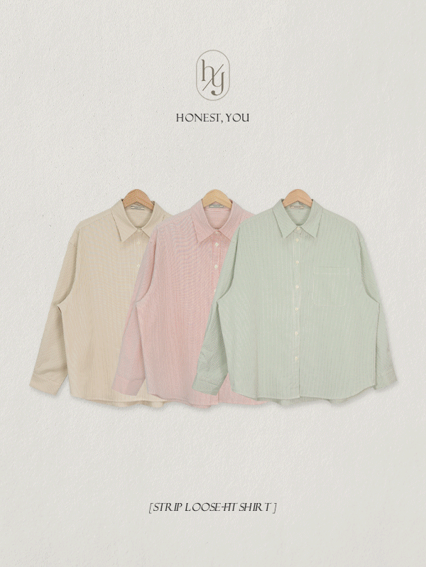 [오늘출발] [HONEST, YOU] 크레용 스트라이프 루즈핏 셔츠 - sh(3color)로빈유