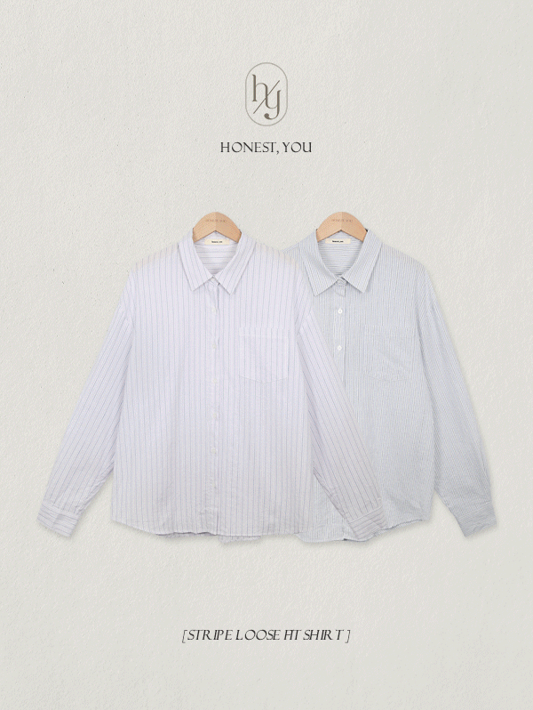 [HONEST, YOU] 마인드 스트라이프 루즈핏 셔츠 - sh(2color)로빈유