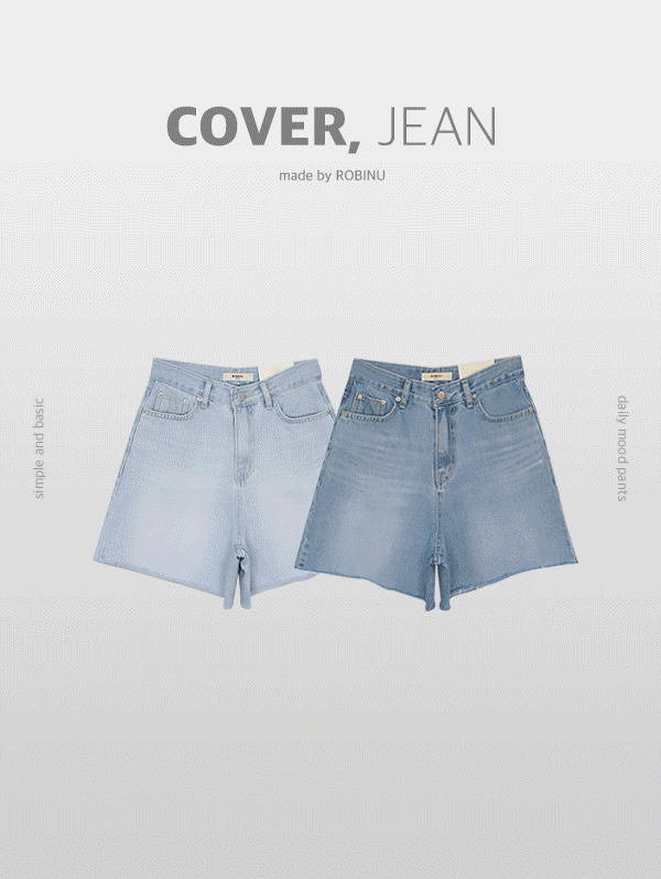 [COVER JEAN] 핏스 컷팅 하프 데님 반바지 - pt(S,M,L)로빈유