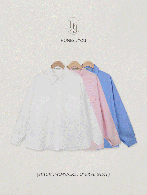 [HONEST,YOU] 유즈얼 스티치 투포켓 오버핏 셔츠 - sh(3color)로빈유
