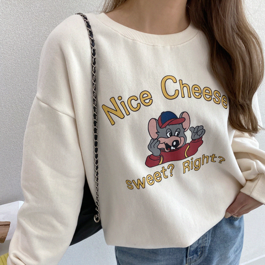 Mouse Print Fleece-Lined Sweatshirt