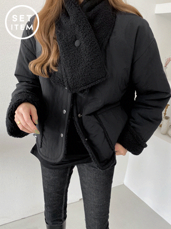 毛绒围巾口袋绗缝保暖外套