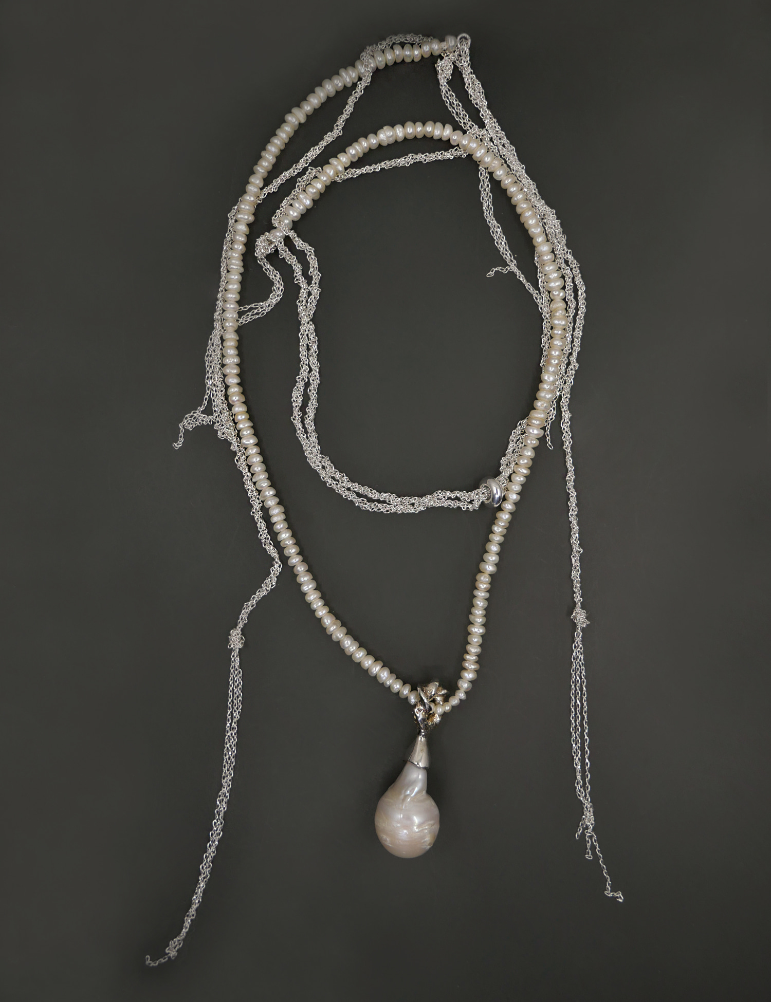 Tiny Fresh Water Pearl Long Chain Necklace