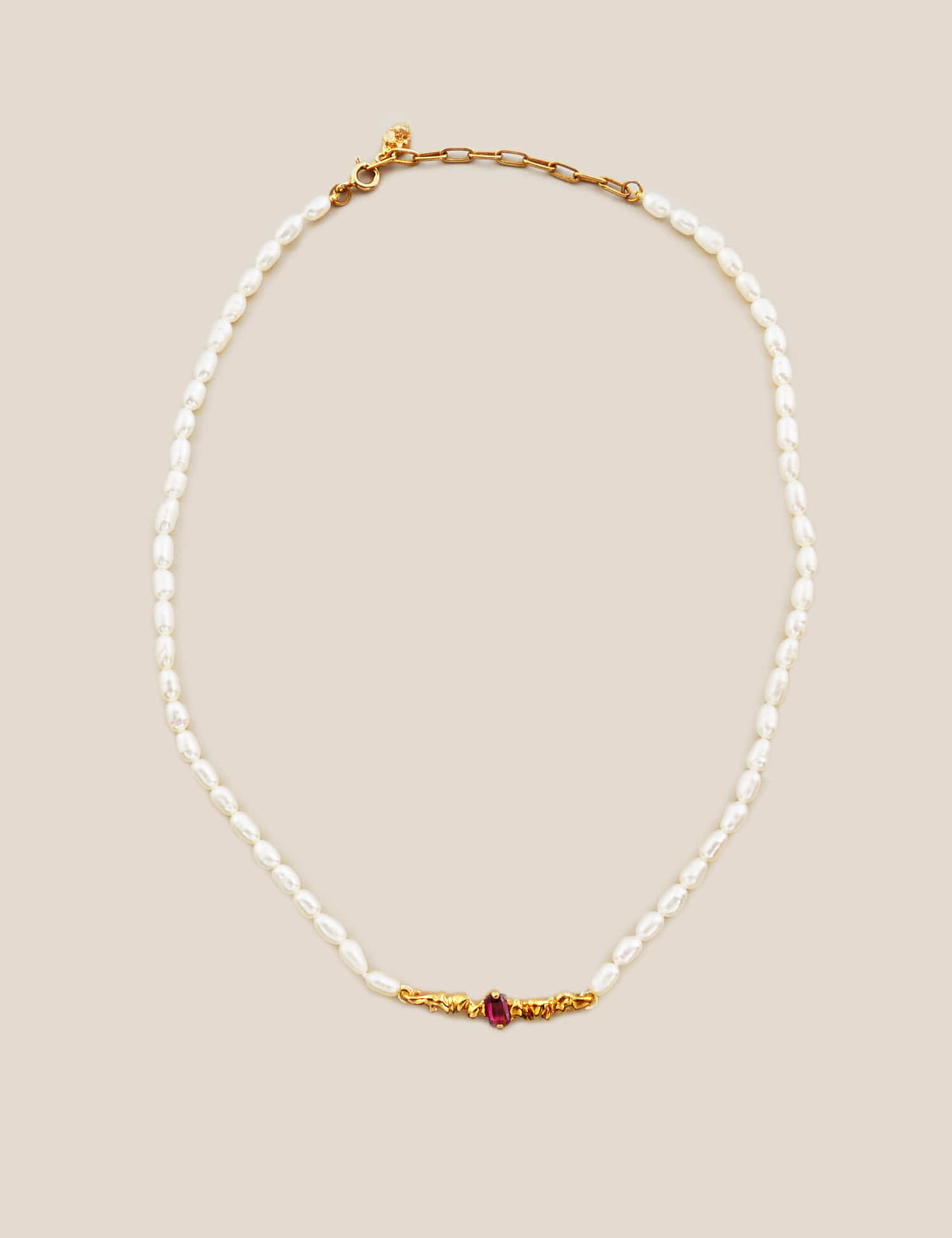 Crumble Garnet &amp; Pearl Necklace