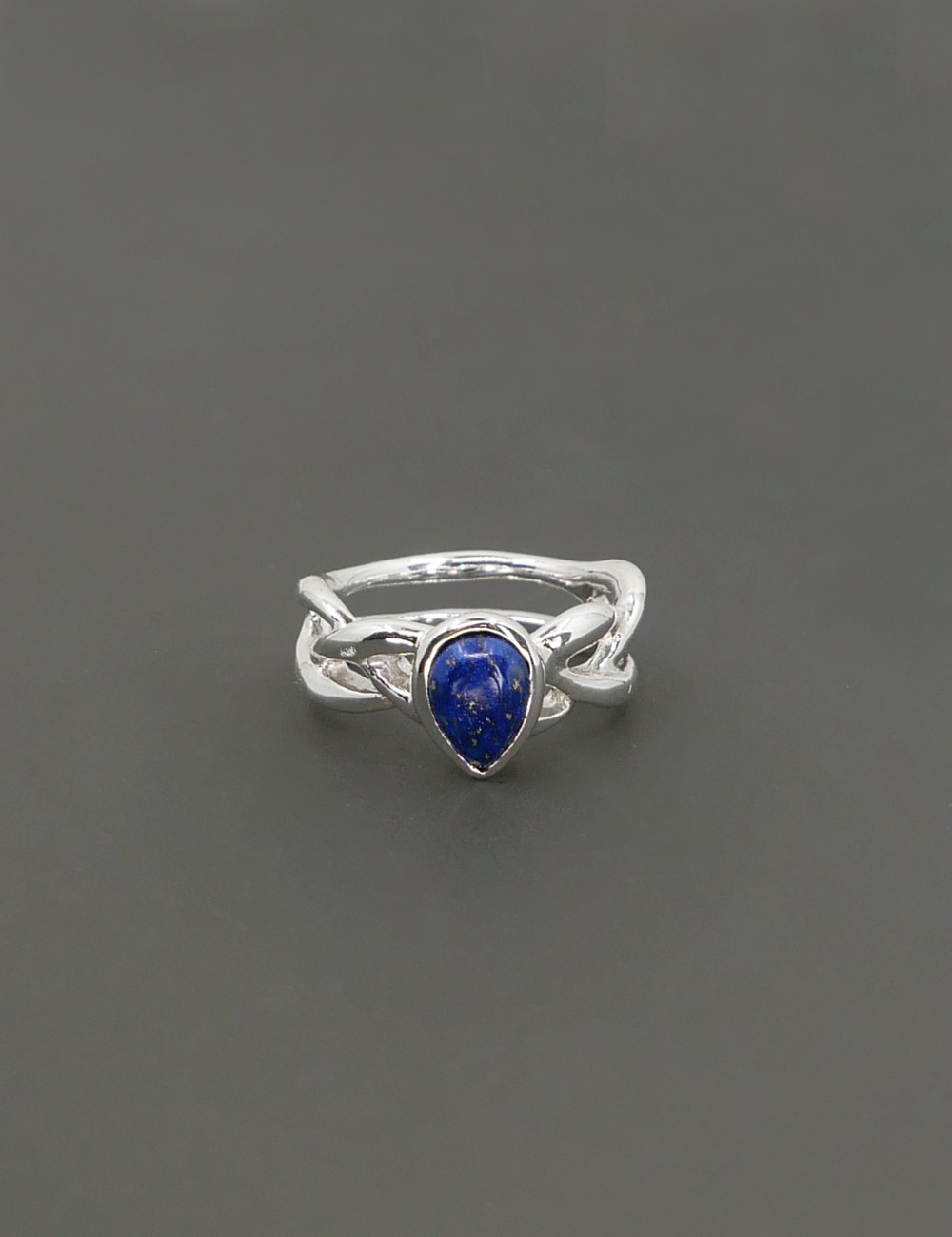 Modern Braided Lapis Lazuli Ring
