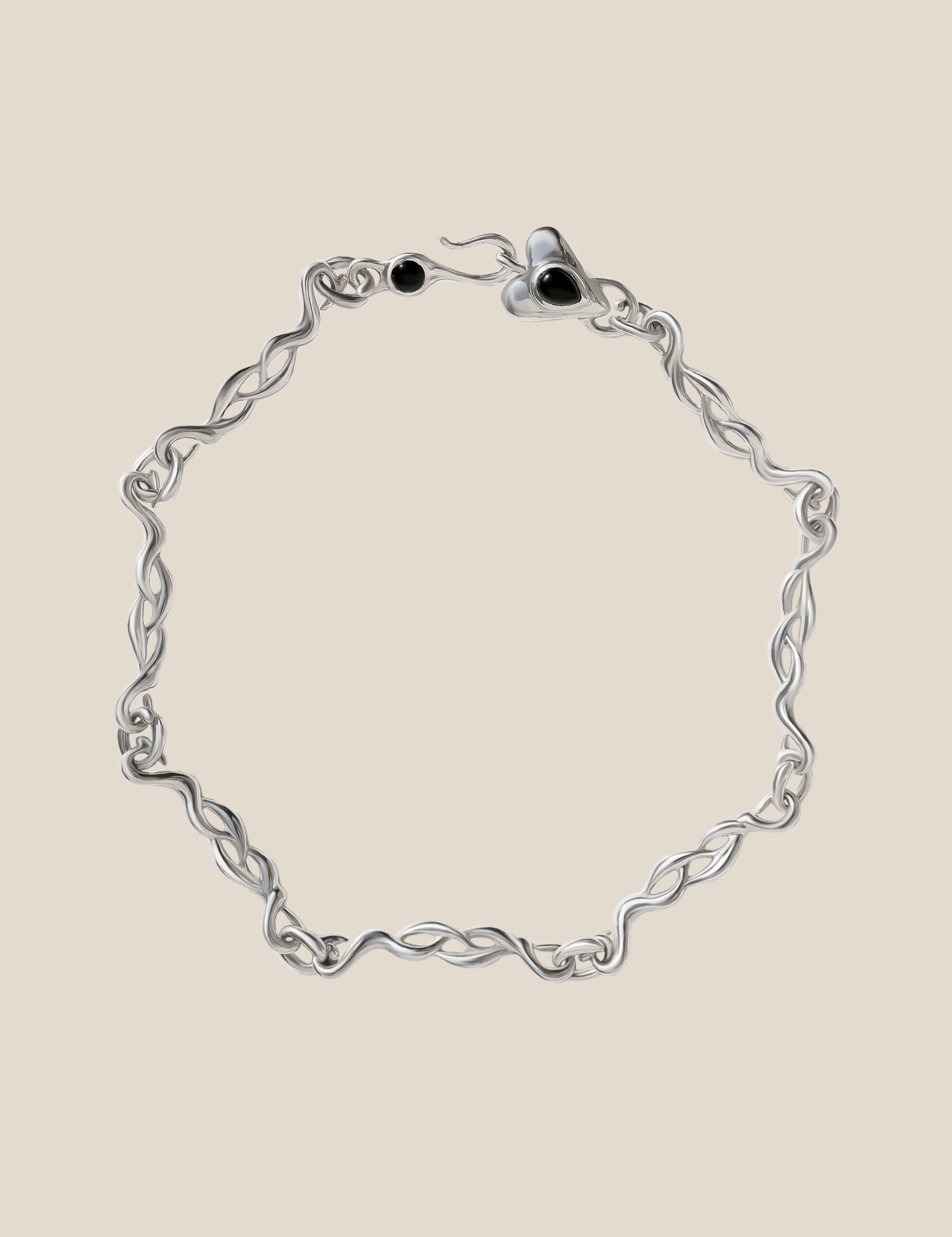 Onyx Heart Modern Braided Necklace