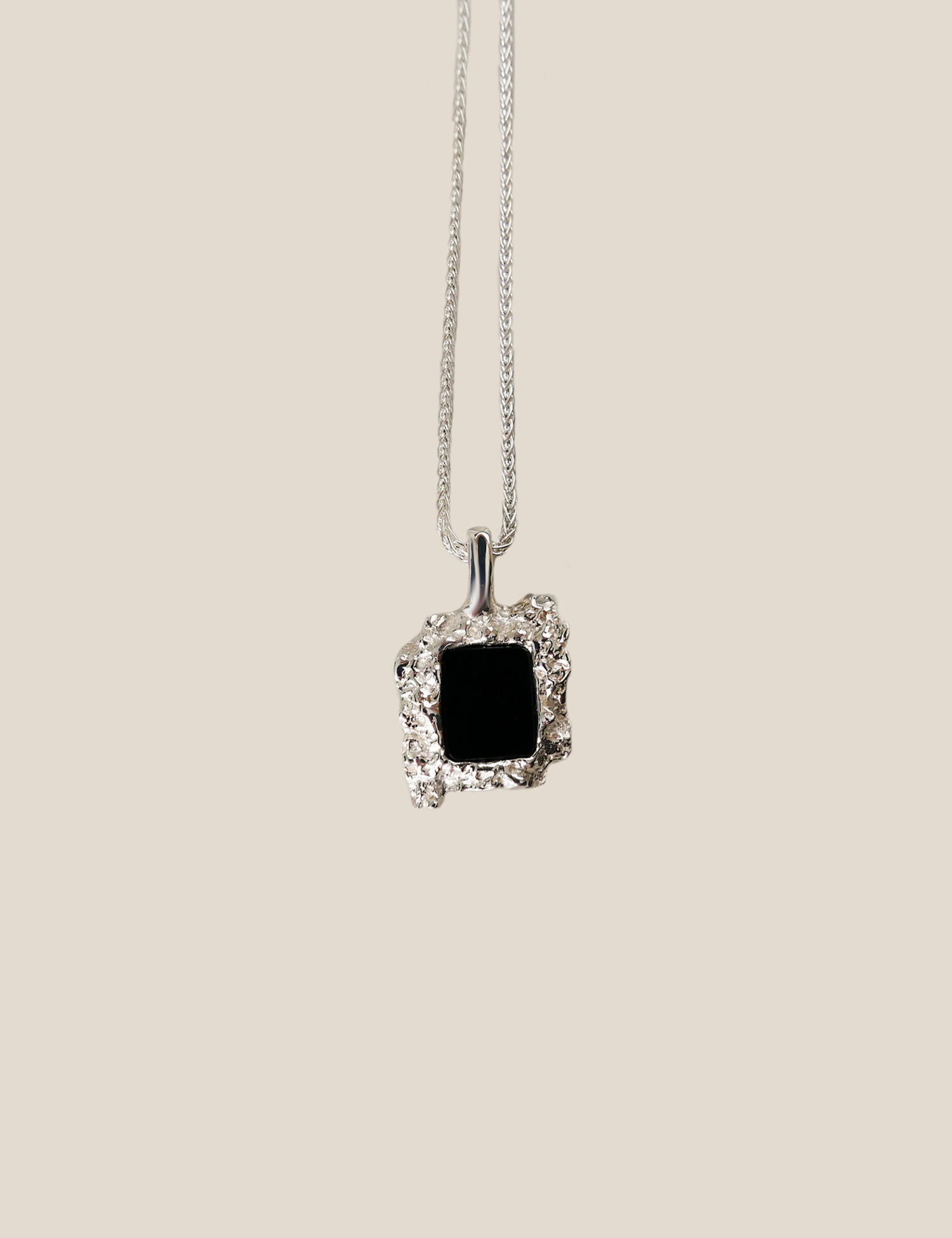 Square Rock Onyx Chain Necklace