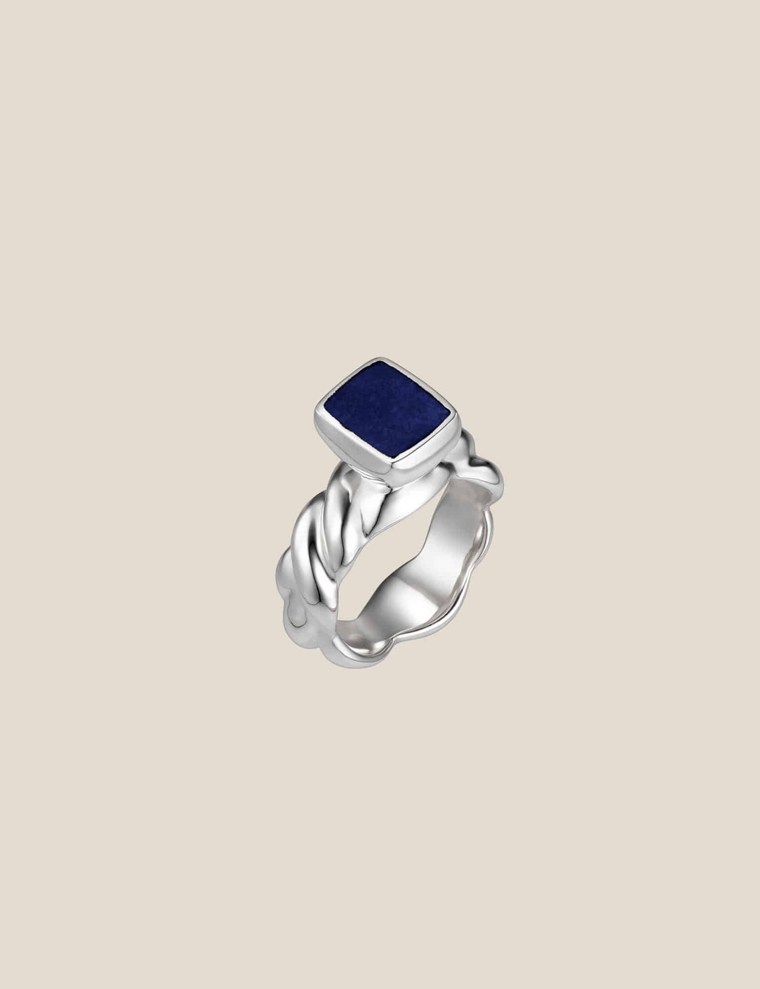 [ Essential ] Twist Rope Square Lapis Lazuli Ring