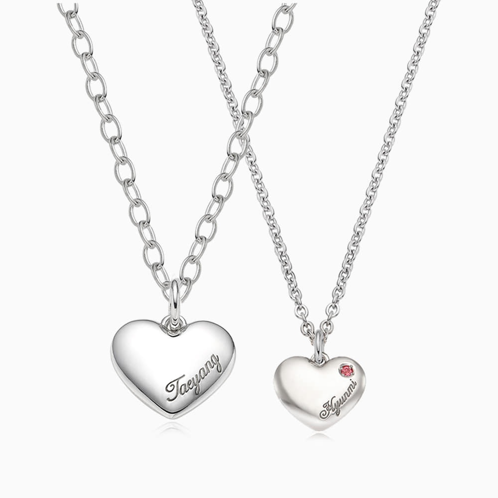 [With my Pet] Silver Simple Heart Necklace