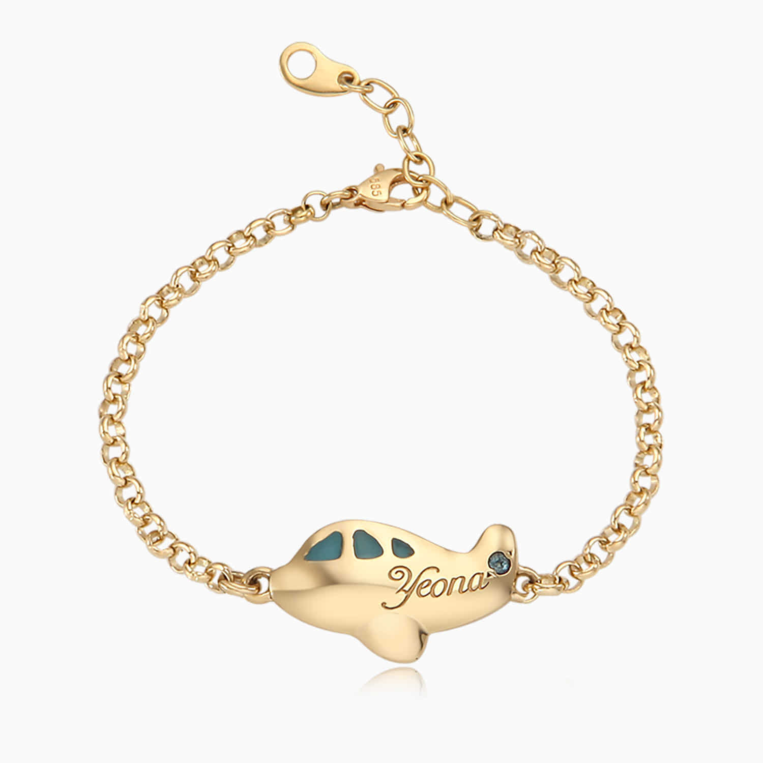 14K / 18K Gold  Kid Airplane Blue Baby Bracelet