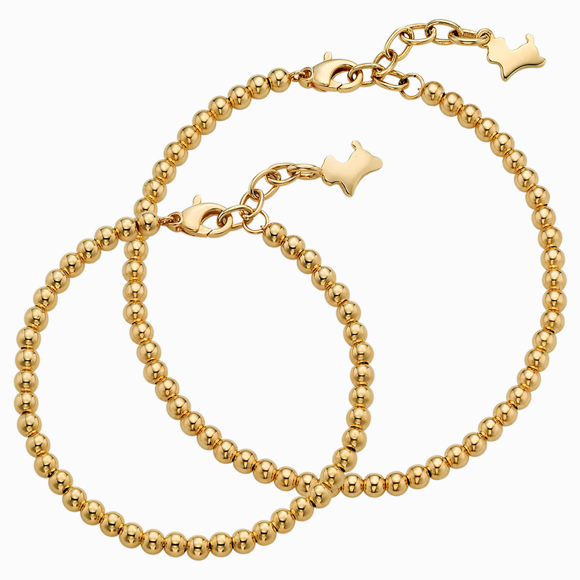 14K/18K Gold 12 Oriental Zodiac Pendant 3mm Beads Bracelet
