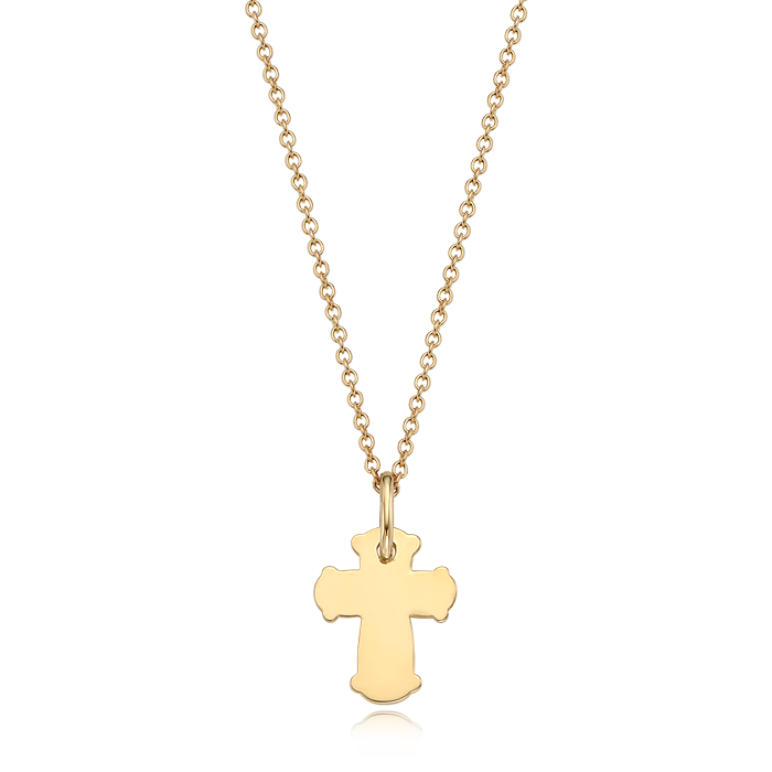 14K / 18K Gold Mini Cross Necklace[ Baptismal Gifts / Personalized Baptismal Name Engraving ]