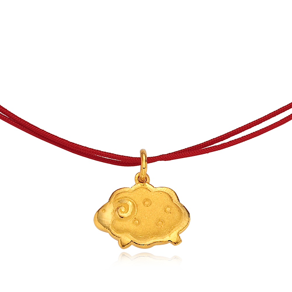 Pure gold (3.75g) Oriental Zodiac Sheep Necklace