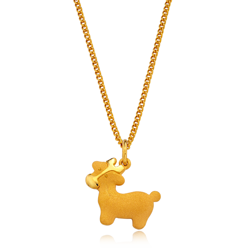 24K Pure gold baby  Oriental Zodiac Ox Necklace