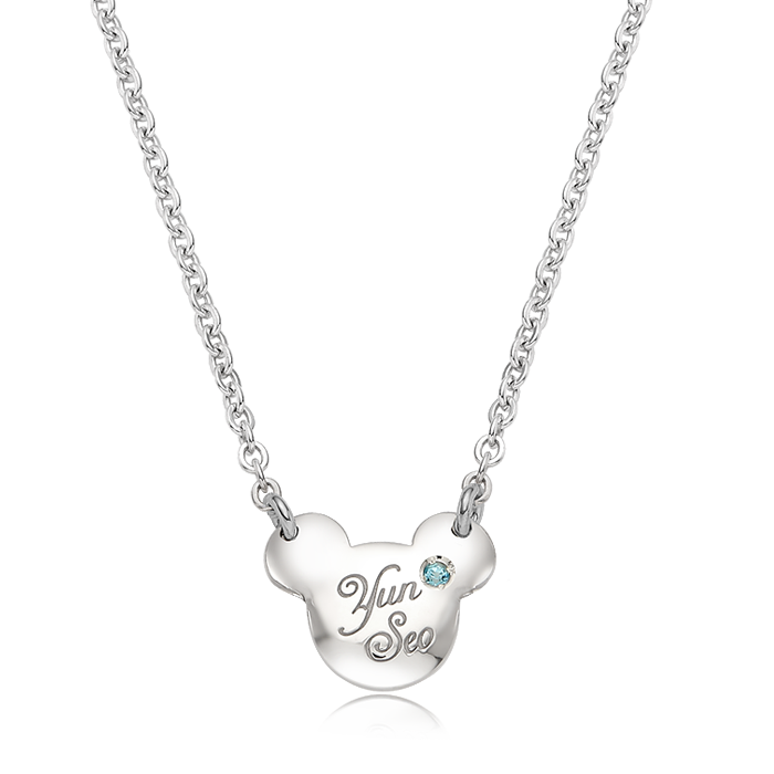 Elin Bear Birthstone Silver Necklace/ Lost Child Prevention Necklace