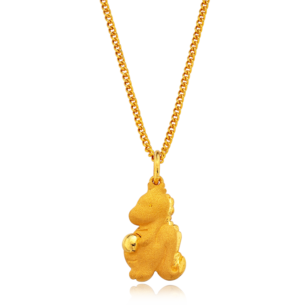 24K Pure gold baby  Oriental Zodiac Dragon Necklace