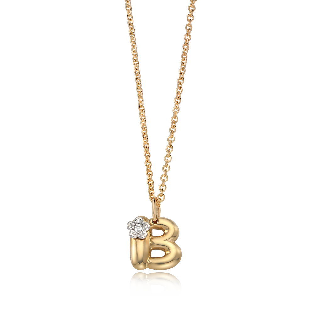 14K / 18K Gold Alphabet B Birthstone Necklace