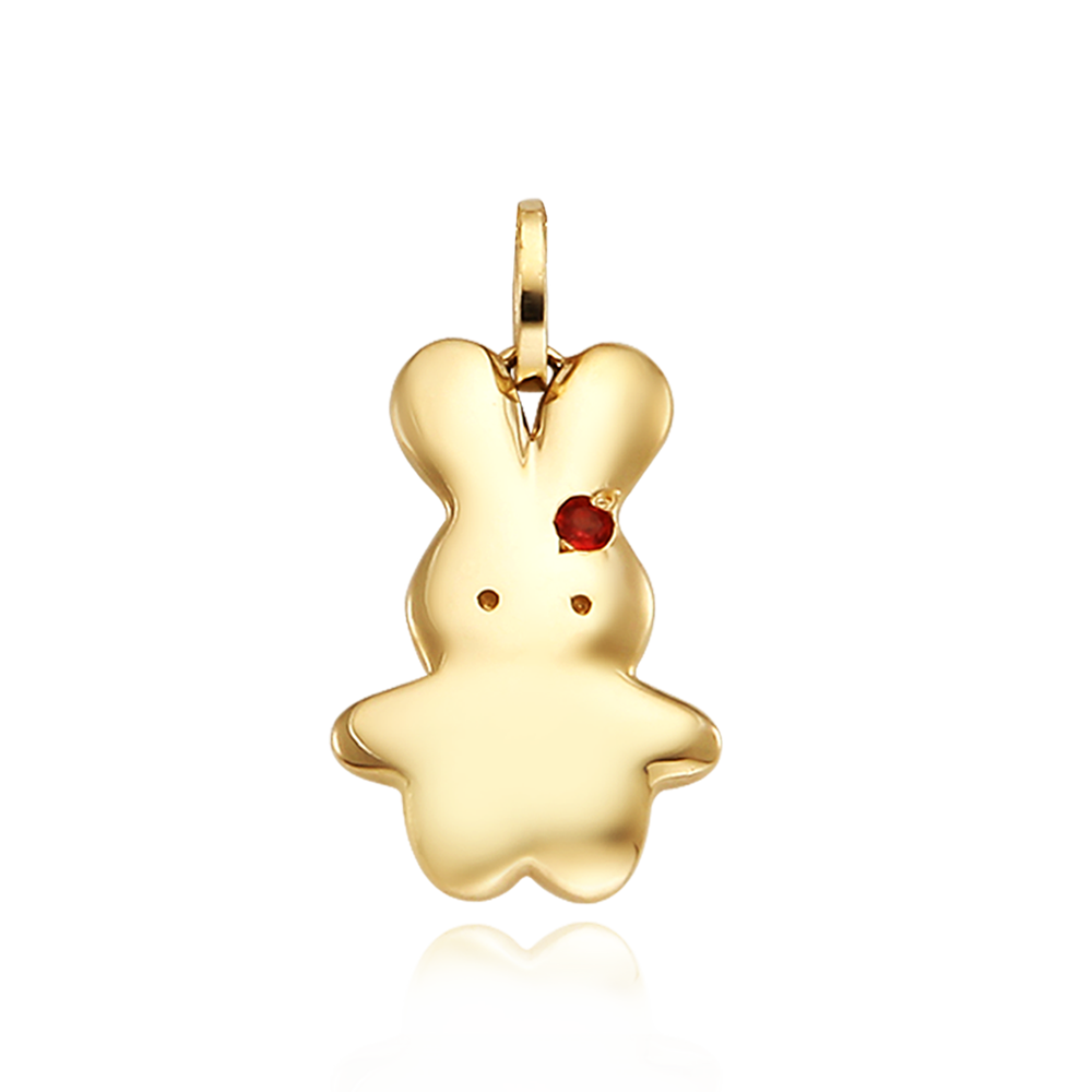 14k/18k Gold Baby Rabbit Birthstone Pendant- Personalized Engraving