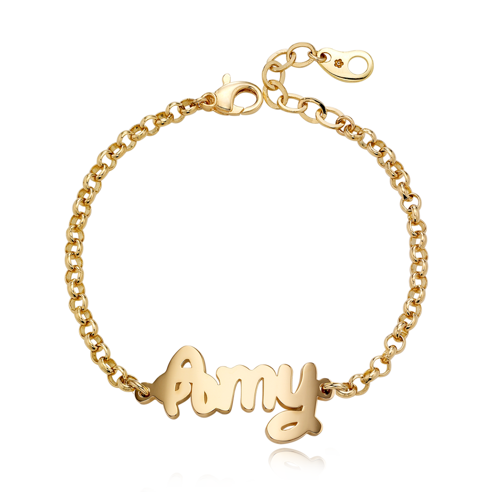 14K / 18K Gold Flora Name Bracelet(3.0mmRolo Chain)