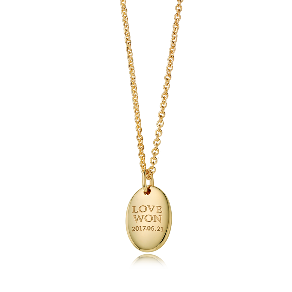 14K / 18K Gold Modern Shape Oval Baby Necklace