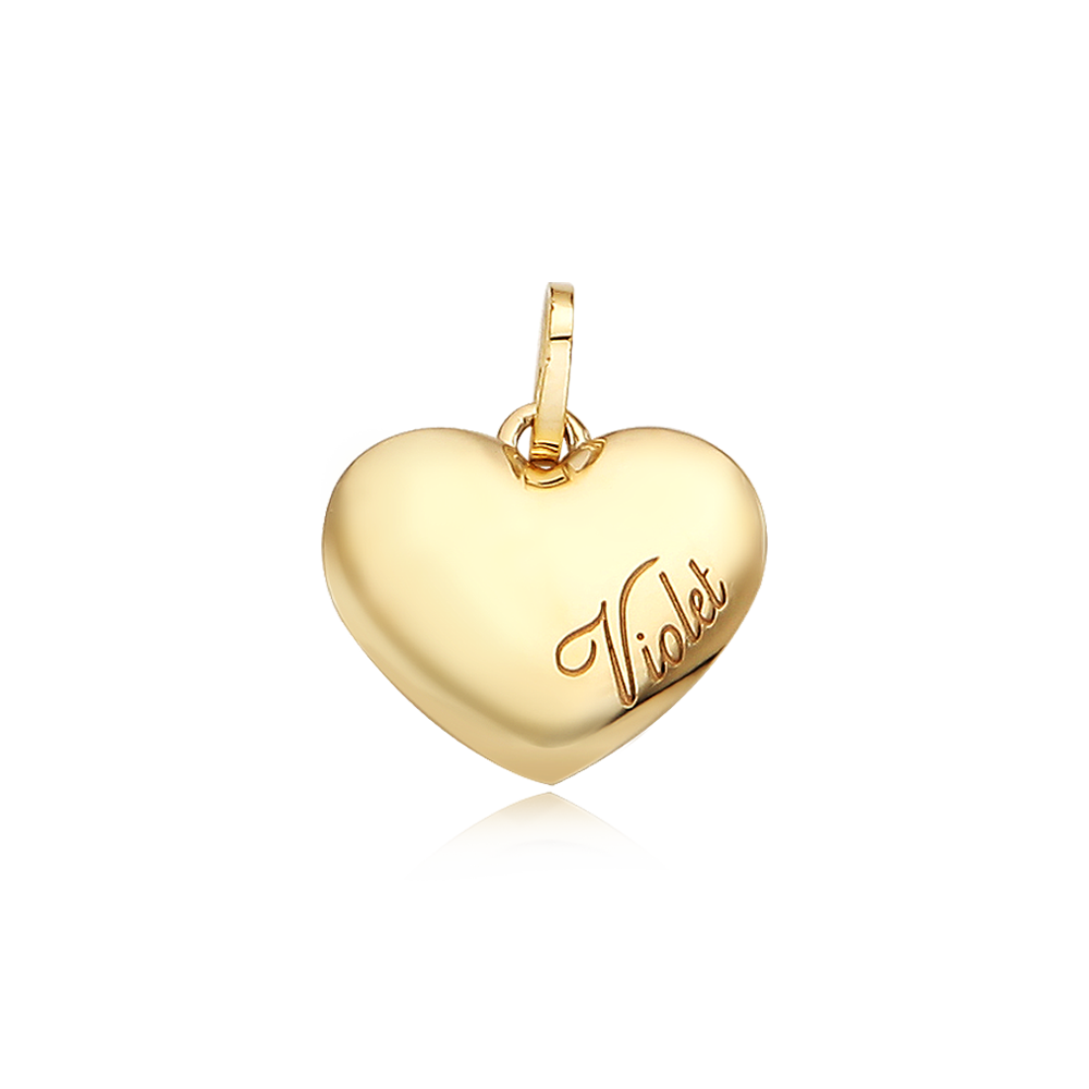 14k/18k Caille Simple Heart Pendant - -Personalized Engraving