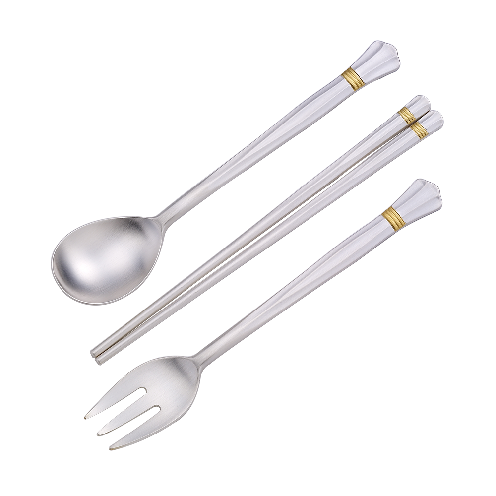 Lotus Flower Keum-boo Ornament Baby Silver Spoon [Spoon + Chopsticks + Fork] – Silver 92.5%