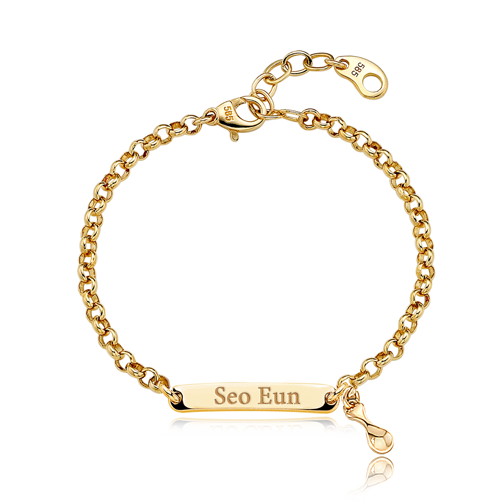 14K / 18K Gold Mini Stick Bracelet with Small Spoon Decoration
