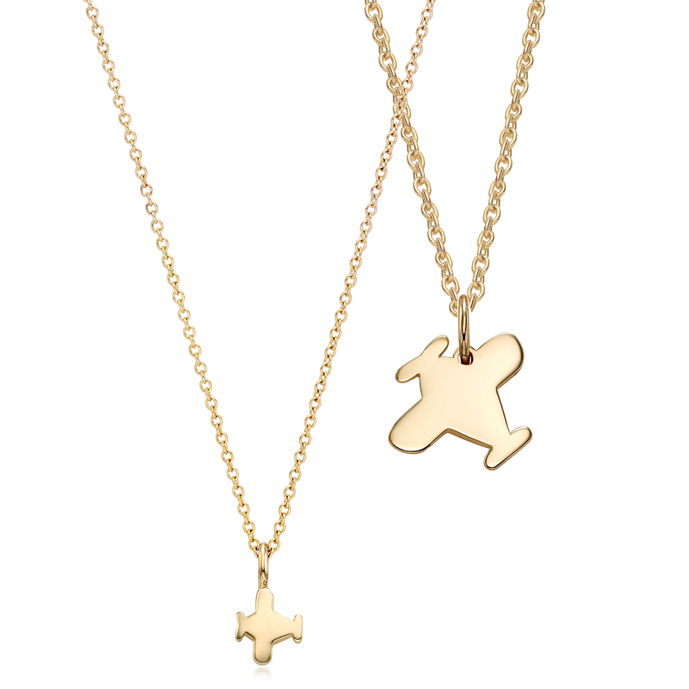 [With My Child] 14K / 18K Gold B339 Airplane Necklace