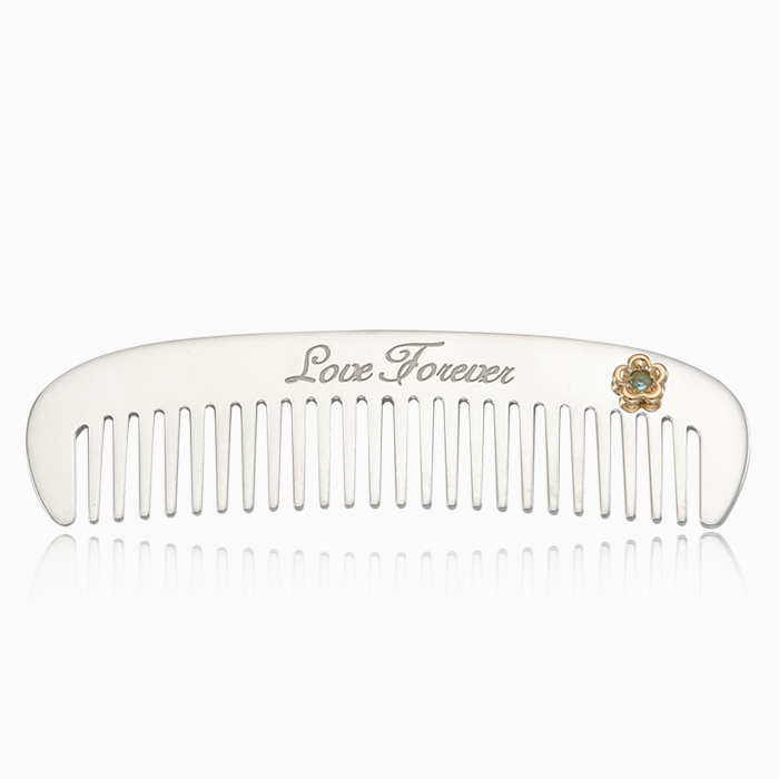 Baby &amp; Kids  Sterling Silver Comb- Bow Bow [ 5K Gold Flower Birth Stone ]