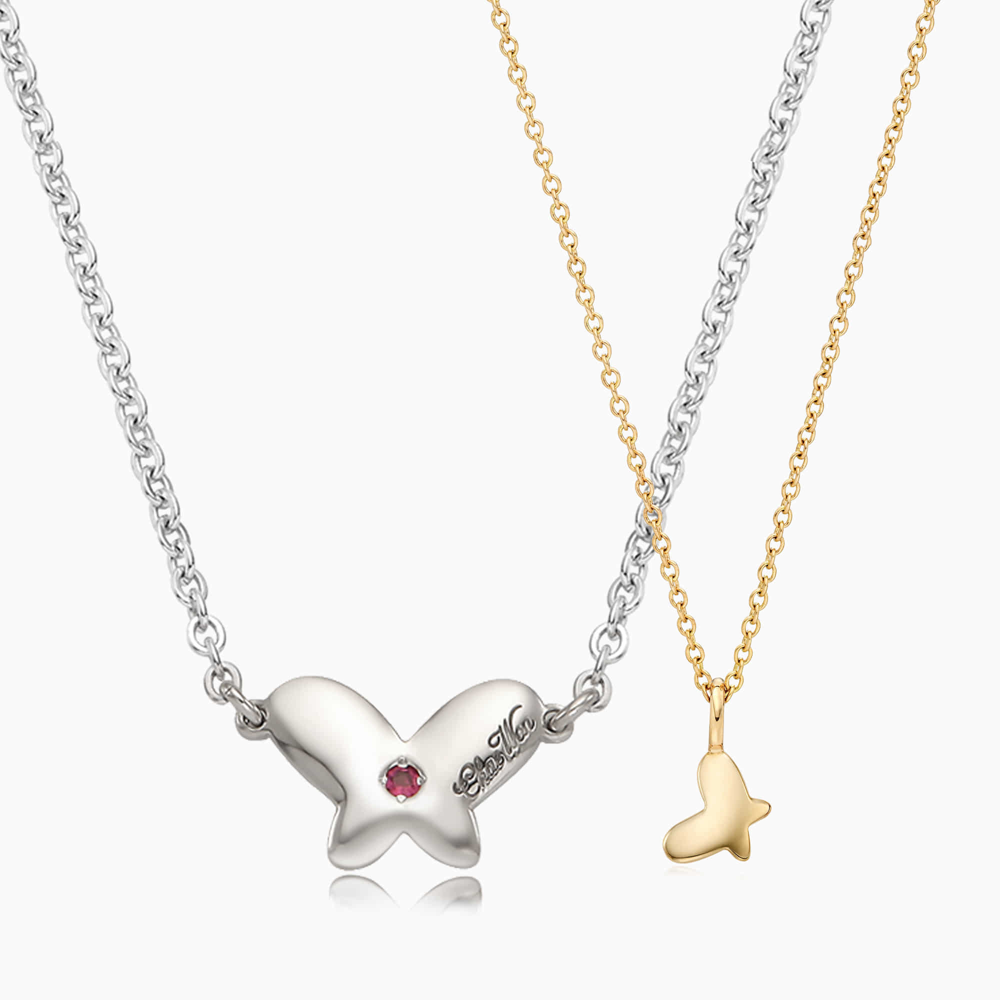 [With My Child] Silver/14K/18K Butterfly Necklace