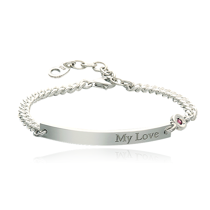 Silver One Birthstone Simple Stick Bracelet for Kids &amp; Adults