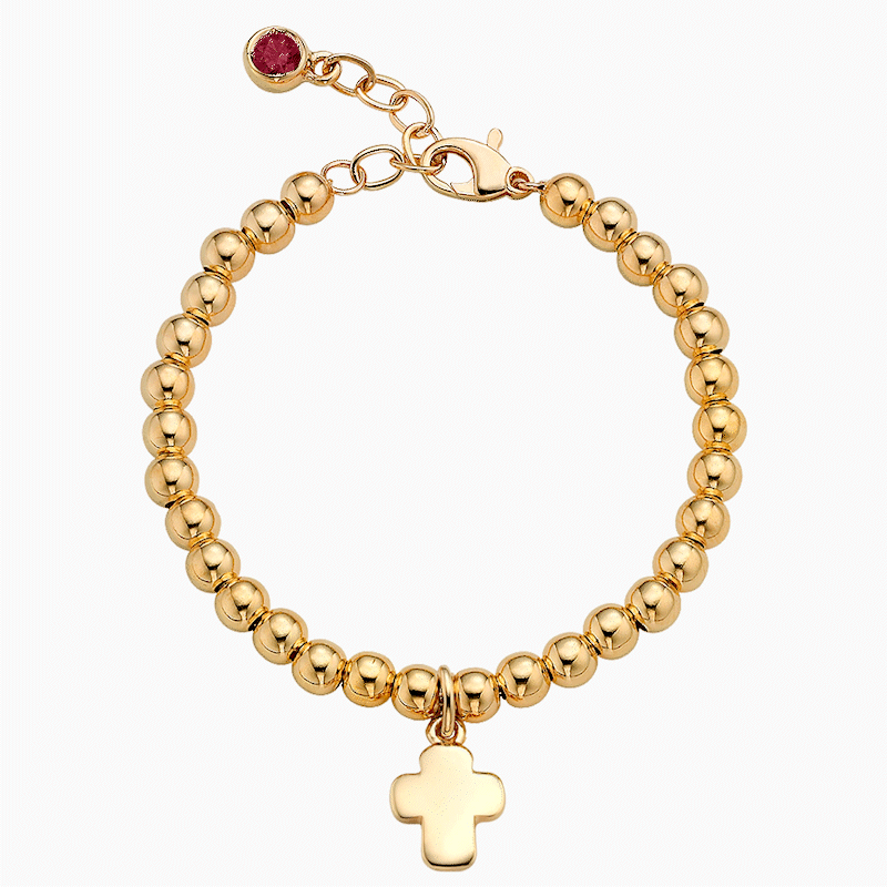14K/18K Gold Hope Pendant 4.0mm Beads Birthstone Bracelet