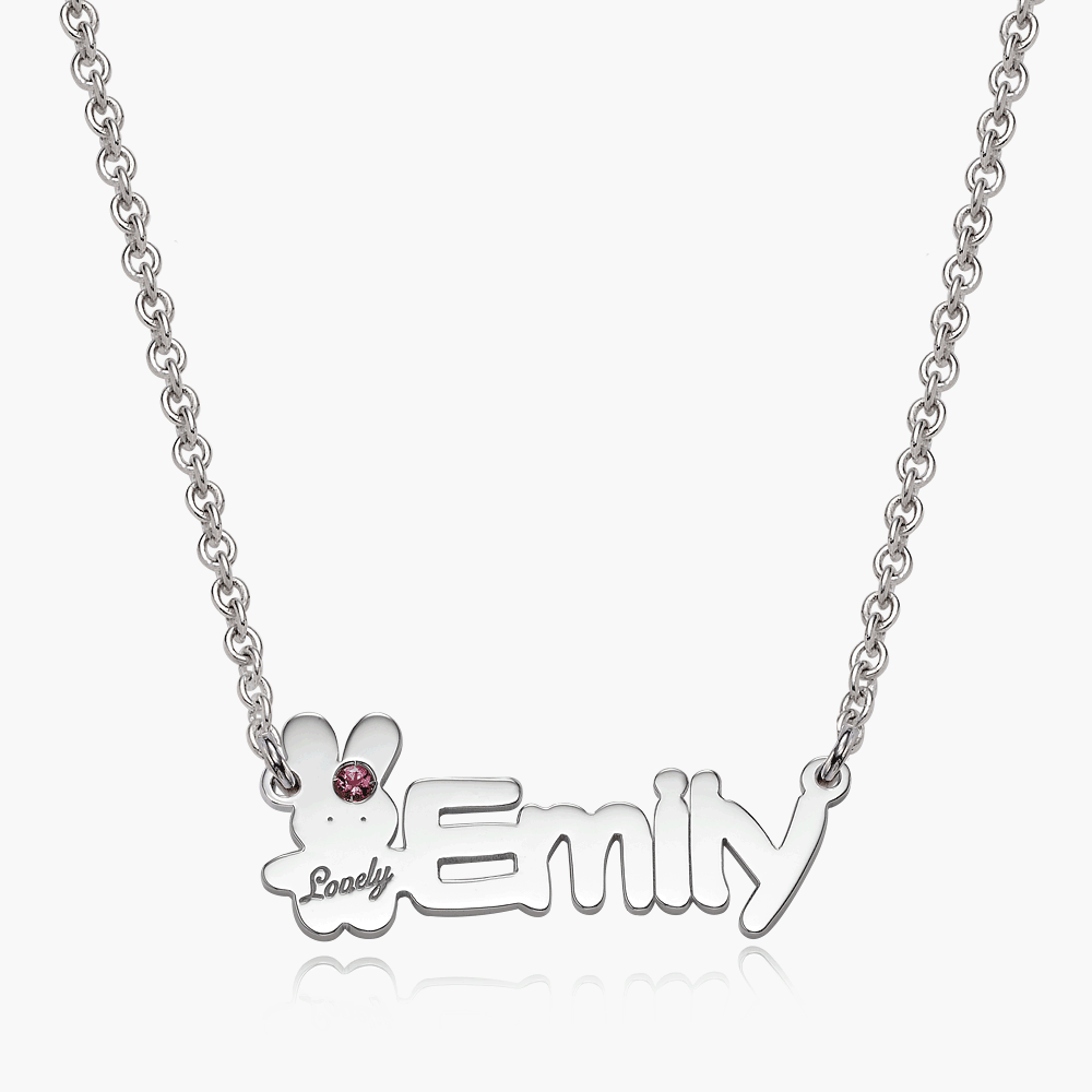 Silver Character English Initials Birthstone Necklace - Lucky Gem