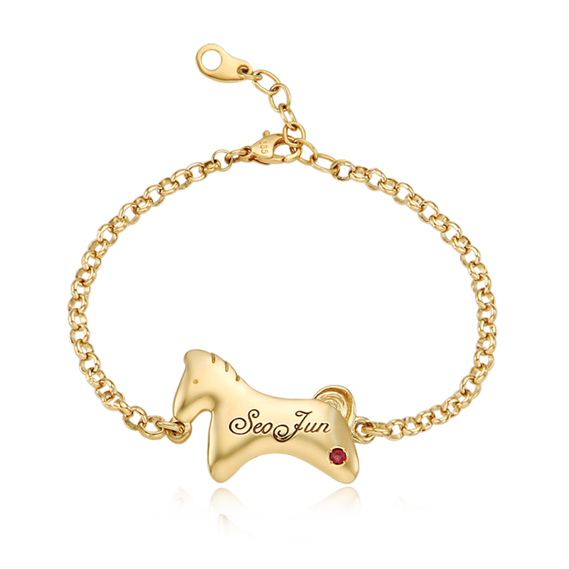 14K / 18K Gold Simple Horse Baby Bracelet