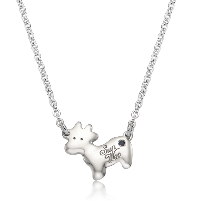 Bono Calf Birthstone Silver Necklace/ Lost Child Prevention Necklace