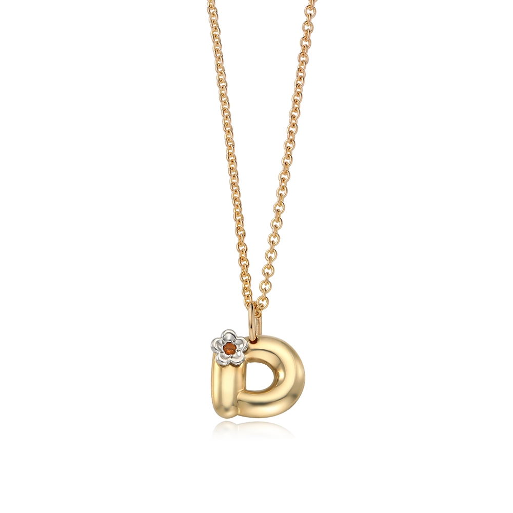 14K / 18K Gold Alphabet D Birthstone Necklace