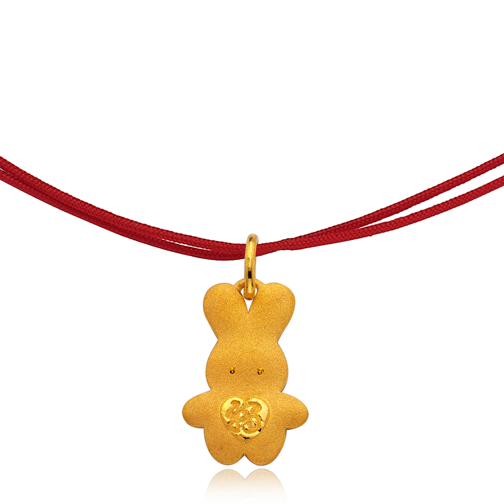 Pure gold 3.75g Oriental Zodiac Rabbit Necklace