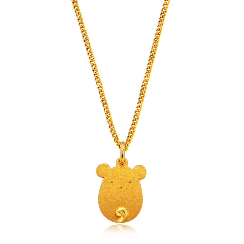 24K Pure gold baby  Oriental Zodiac Rat Necklace