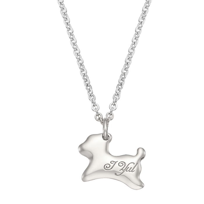 Alvin Puppy Birthstone Silver Necklace/ Lost Child Prevention Necklace