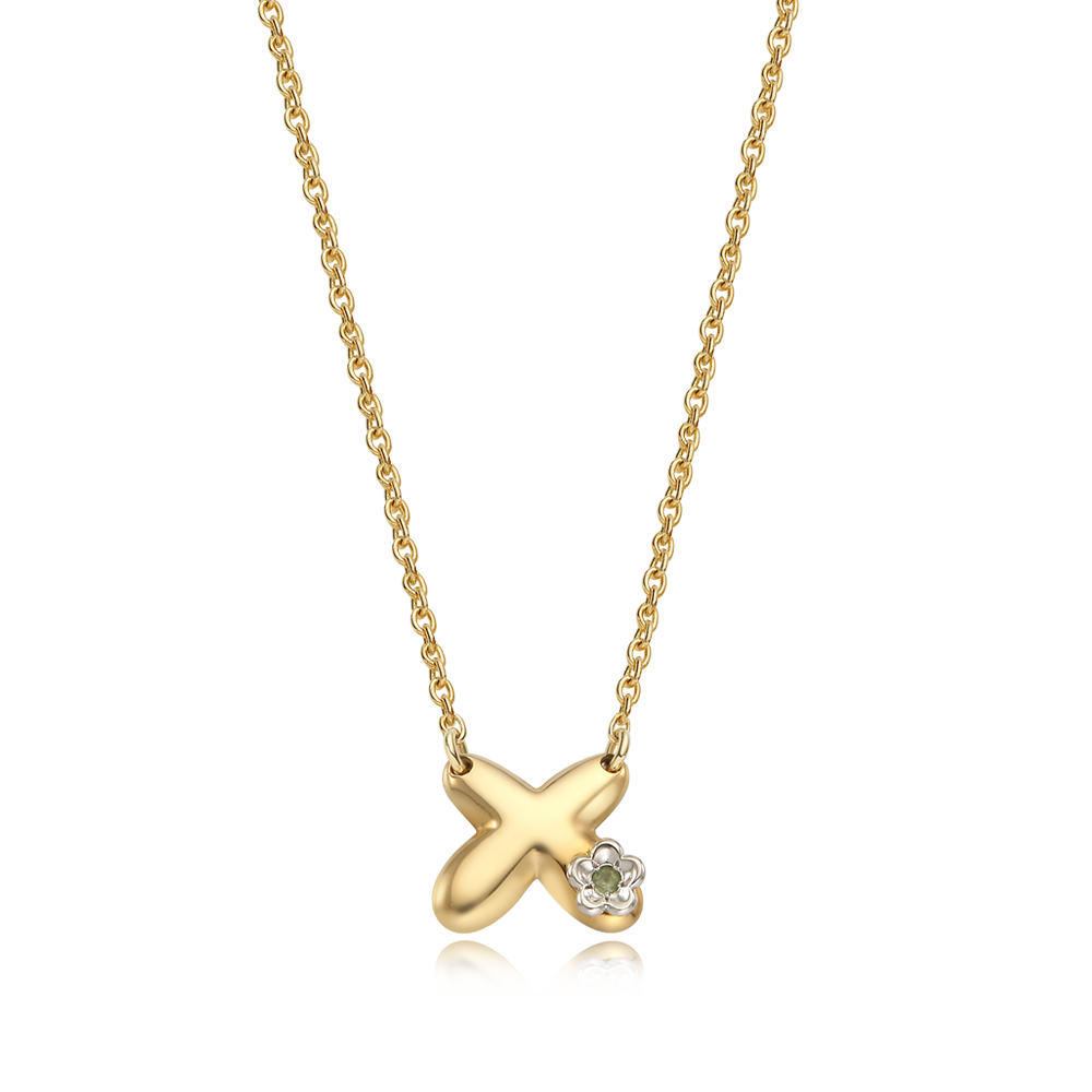14K / 18K Gold Alphabet X Birthstone Necklace