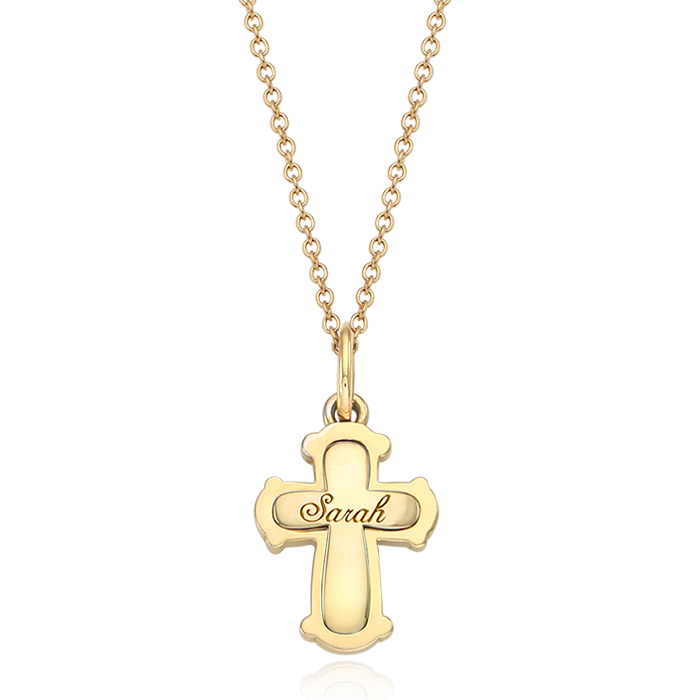 14K / 18K Gold Classic Cross Necklace [ Baptismal Gifts / Personalized Engraving ]
