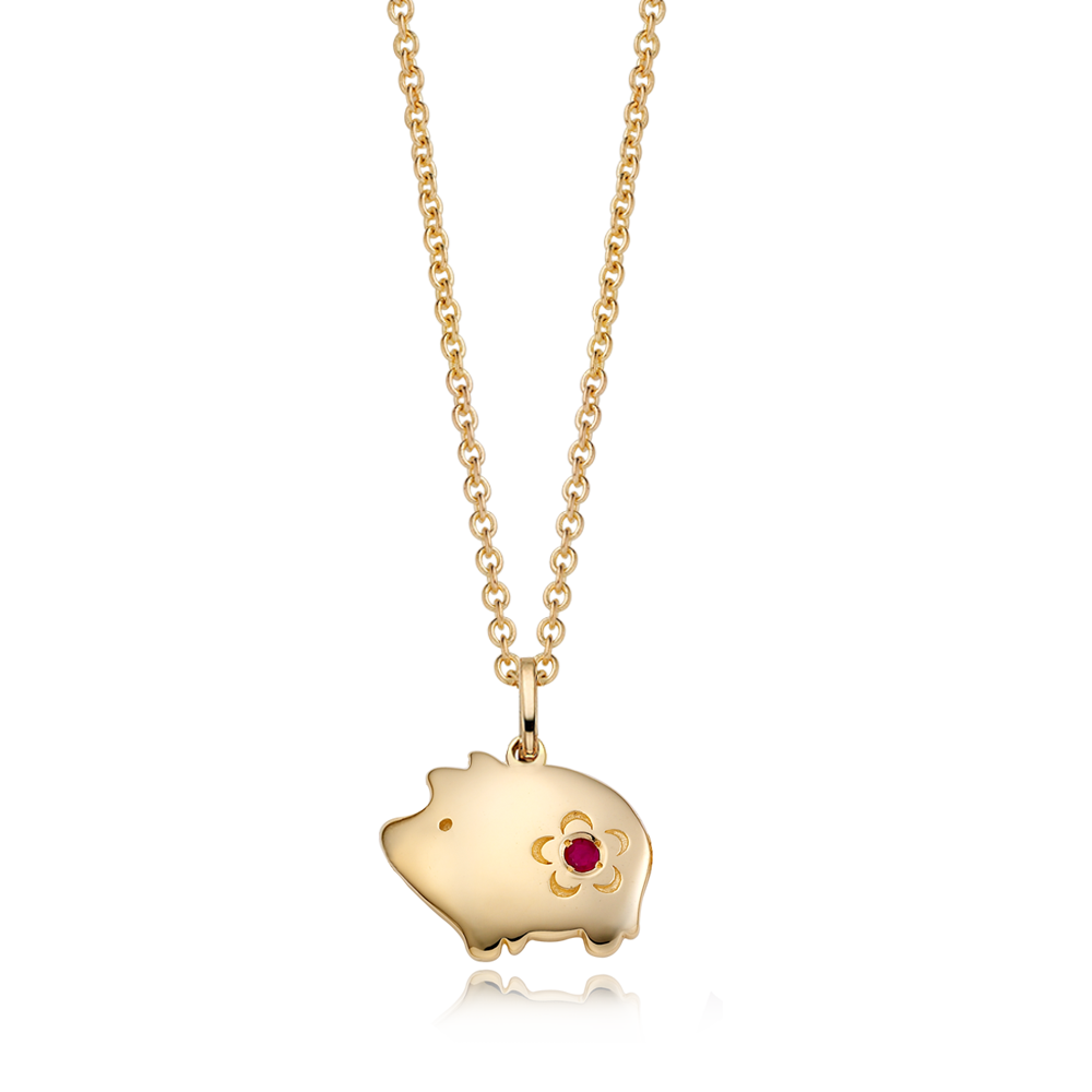 14K / 18K Gold Cookie Pig Necklace