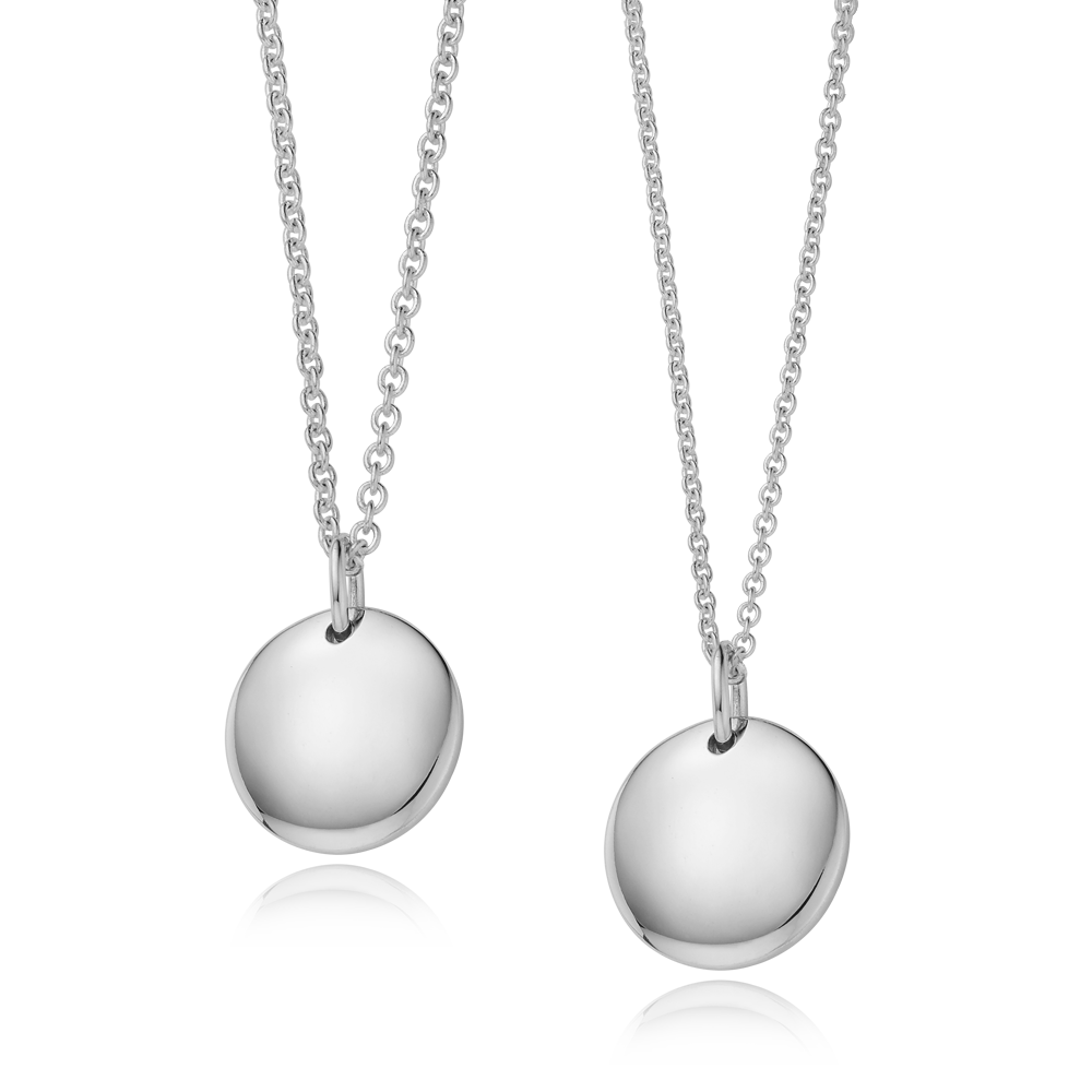 [With My Child] Modern Shaped Round Silver Couple Necklace