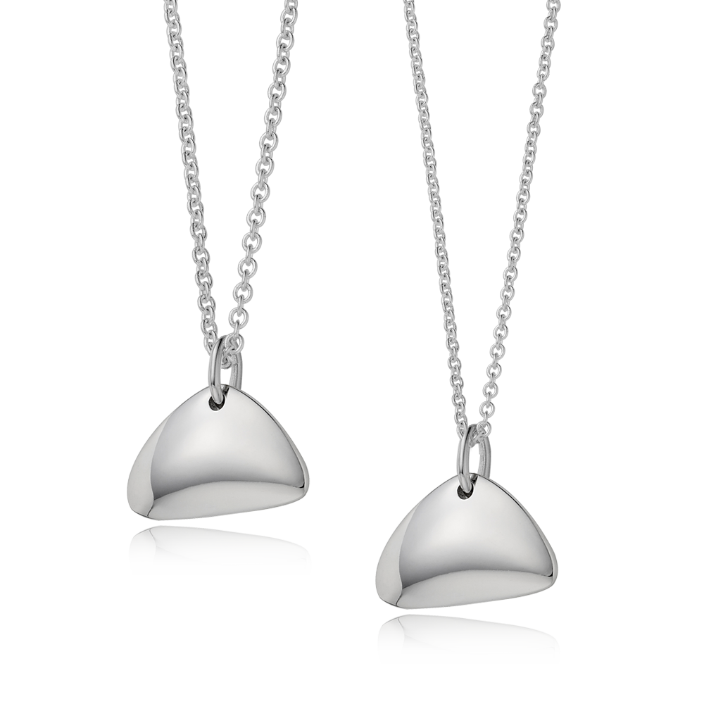 [With My Child] Modern Shape Triangle Silver Couple Necklace