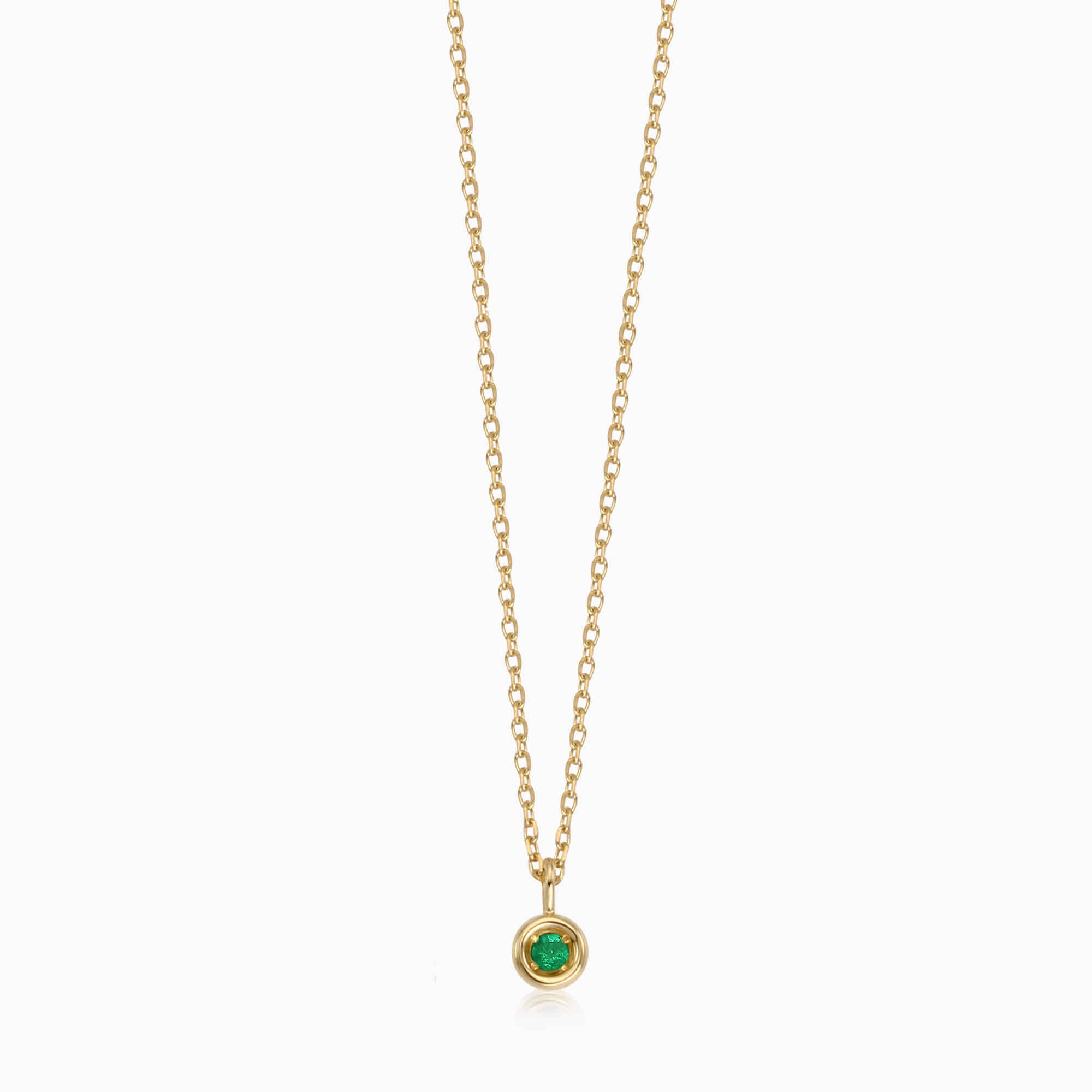 14K/18K Gold May Emerald Natural Birthstone Necklace - Lucky Gem