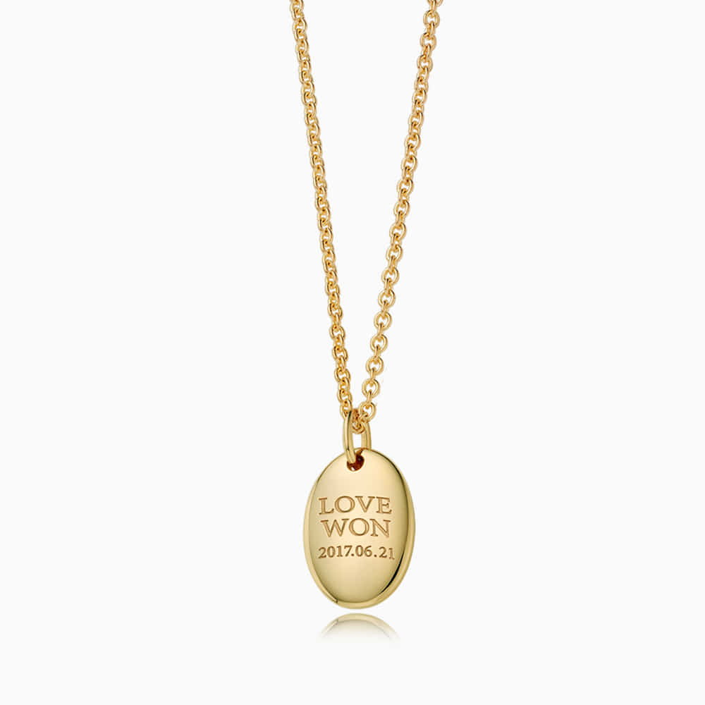 14K / 18K Gold Modern Shape Oval Necklace Adult