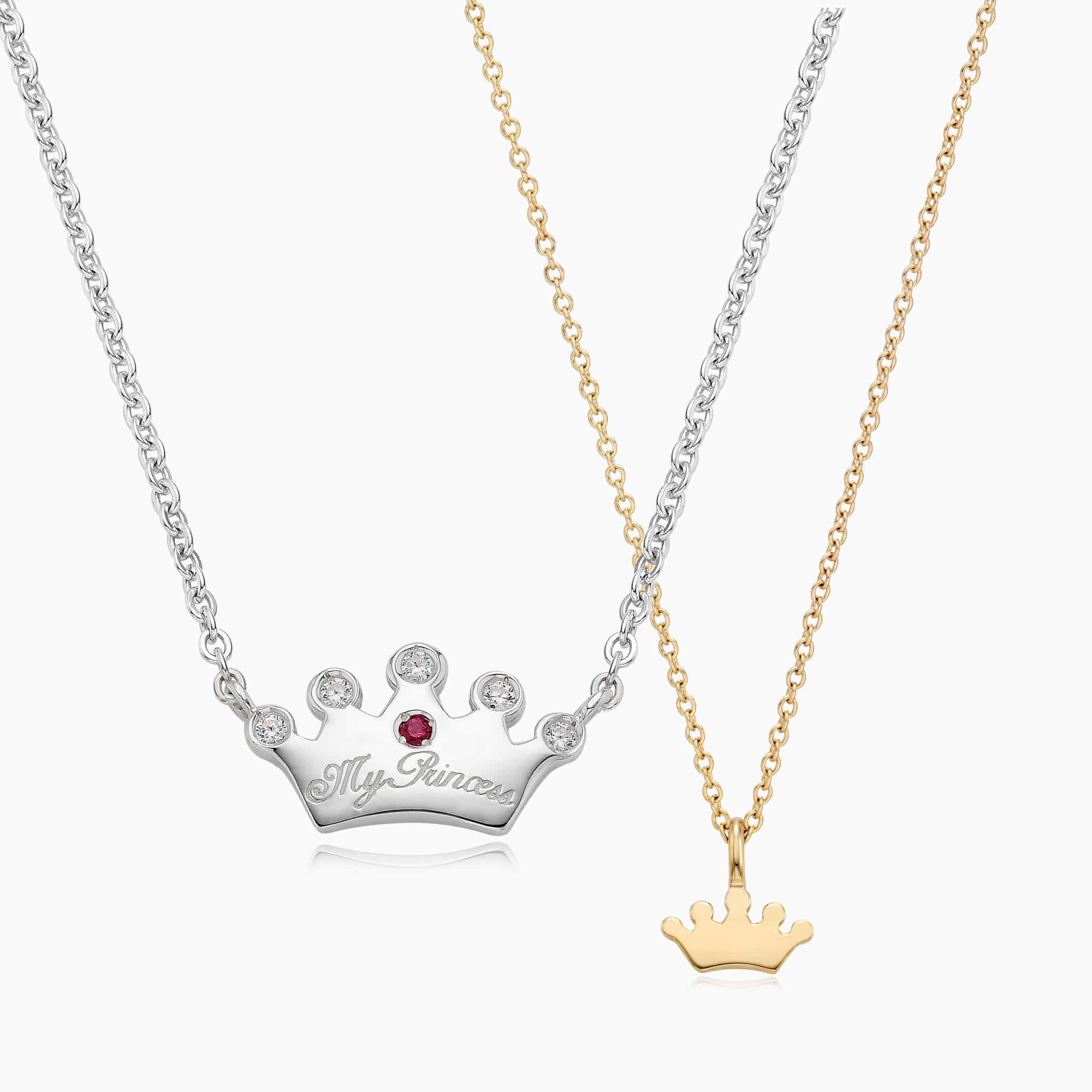 [With My Child] Silver/14K/18K Crown Necklace