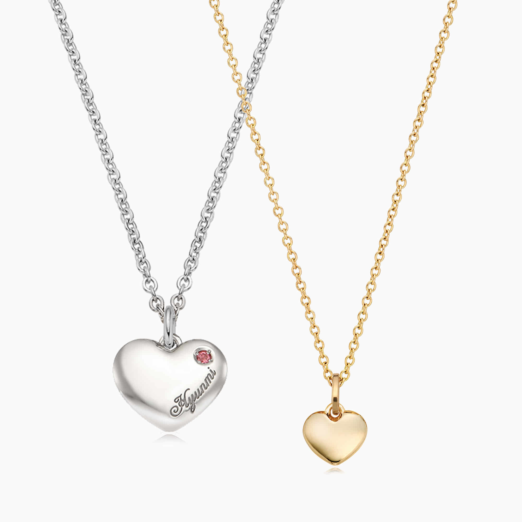 [With My Child] Silver/ 14K/18K Simple Heart Necklace