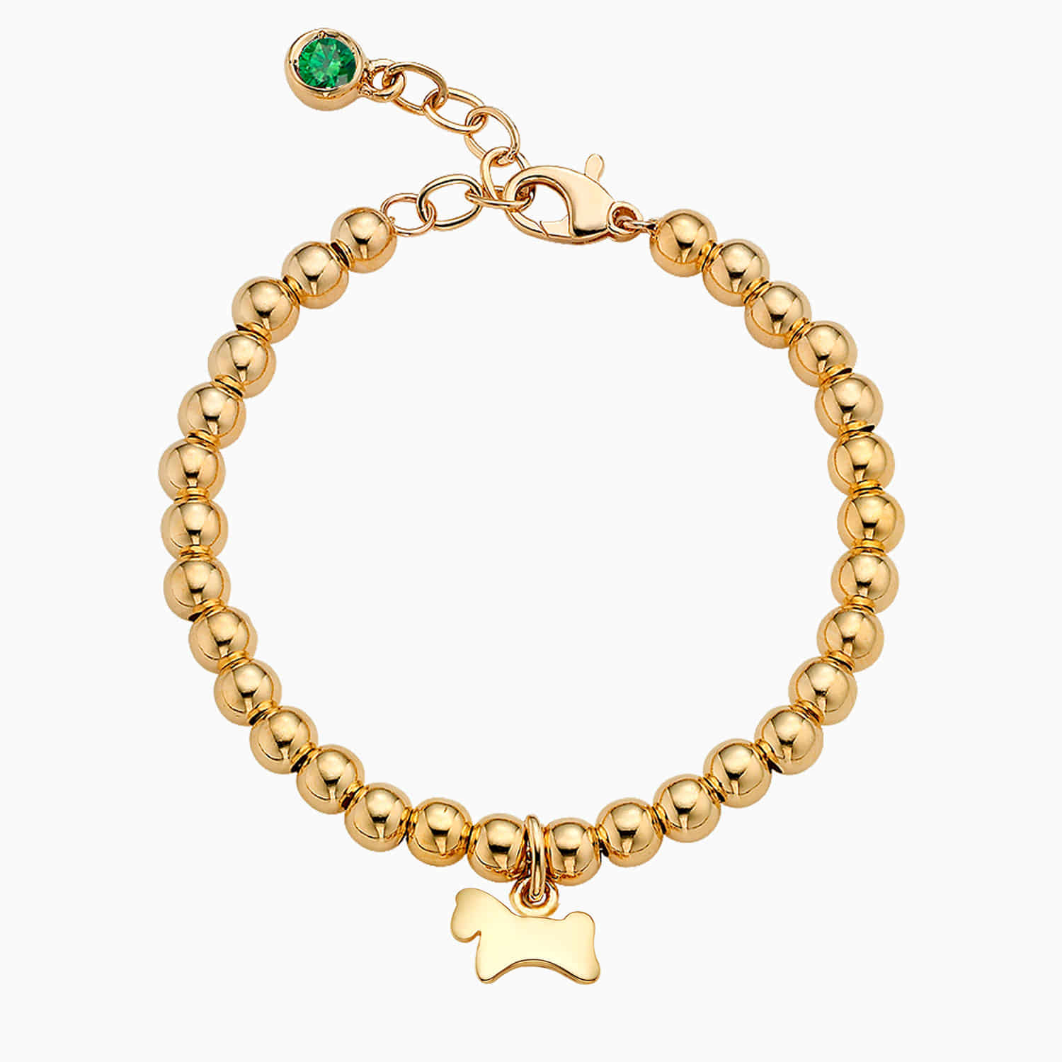 14K/18K  Gold Oriental Zodiac Pendant 4.0mm Beads Birthstone Bracelet